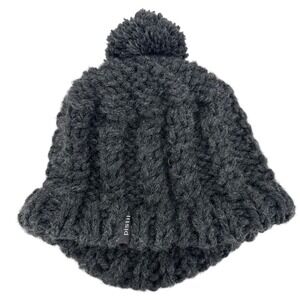 Pistil Beanie Hat Womens Charcoal Grey Chunky Cable Knit Pom Pom Winter Cap